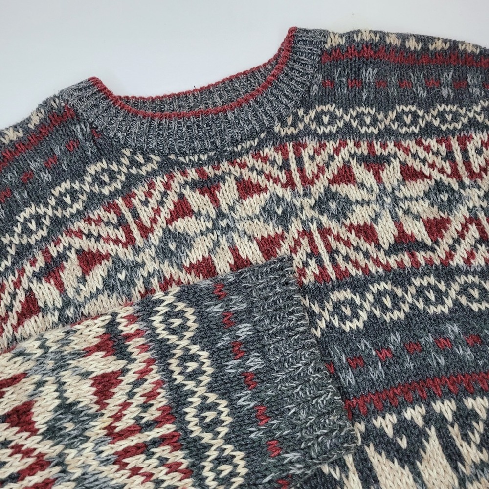 Vintage Structure Fair‎ Isle Sweater Nordic Ski Geometric Retro 90s Size M